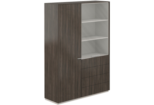 Шкаф комбинированный гардероб + для документов с прозрачным стеклом 4 ящика Дания, цвет брэнсон трюфель