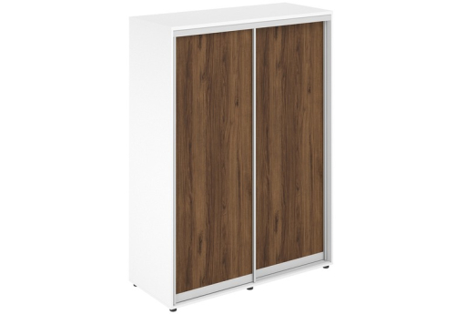 Шкаф-купе высокий с полками и штангой (задняя стенка ЛДСП) Индиго Вуд, цвет дуб модена + белый