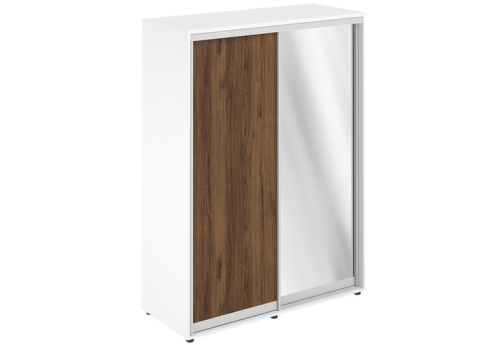 Шкаф-купе высокий с полками и штангой (задняя стенка ЛДСП) Индиго Вуд, цвет дуб модена + белый