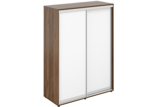 Шкаф-купе высокий с полками и штангой (задняя стенка ХДФ) Индиго Вуд, цвет дуб модена + белый