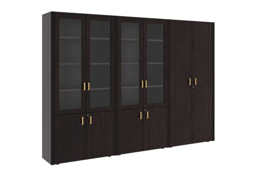 Шкаф для бумаг с гардеробом 6 створок, Визави, цвет венге