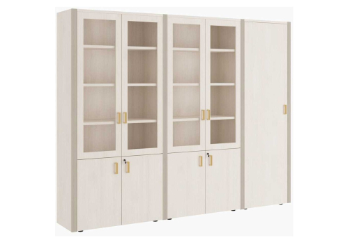 Шкаф для бумаг с гардеробом 5 створок, Визави, цвет дуб шамони светлый