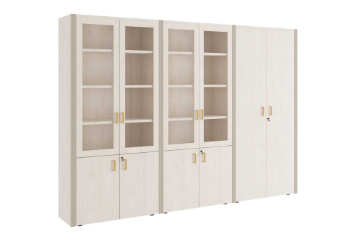 Шкаф для бумаг с гардеробом 6 створок, Визави, цвет дуб шамони светлый