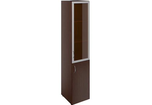 Шкаф узкий высокий со стеклом в раме Адмирал, цвет венге