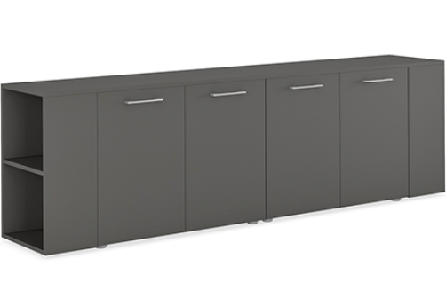 Шкаф низкий широкий двойной cо стеллажами Валетта Антрацит, цвет антрацит