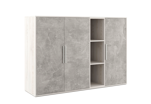 Шкаф средний 3 створки, с нишей Супер Т, цвет сосна + бетон