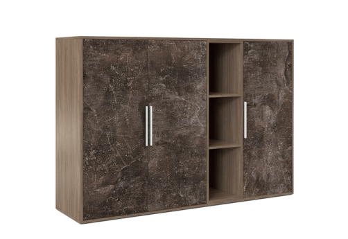 Шкаф средний 3 створки, с нишей Супер Т, цвет вяз + бетон темный