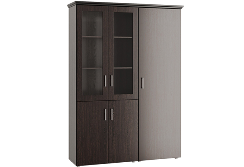 Шкаф для бумаг с гардеробом Агат, цвет венге