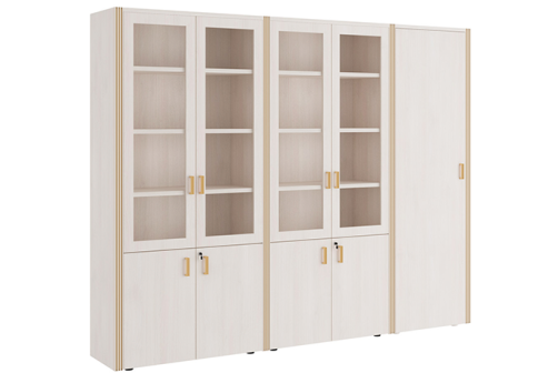 Шкаф для бумаг с гардеробом 5 створок Доминго, цвет дуб шамони светлый