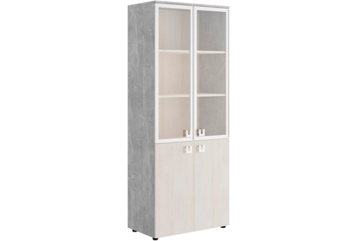 Шкаф для бумаг со стеклом Челси, цвет дуб шамони светлый + бетон светлый