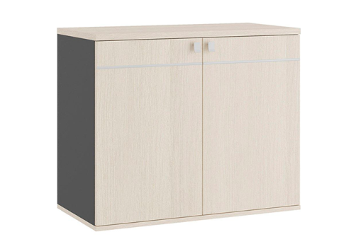 Шкаф низкий закрытый Эрника, цвет дуб шамони светлый + антрацит