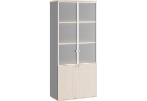 Шкаф для бумаг со стеклом в раме Эрника, цвет дуб шамони светлый + антрацит