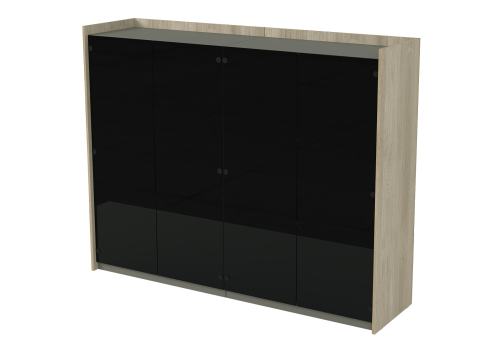 Шкаф средний двусоставной со стеклом Венди, цвет светлый дуб + терра