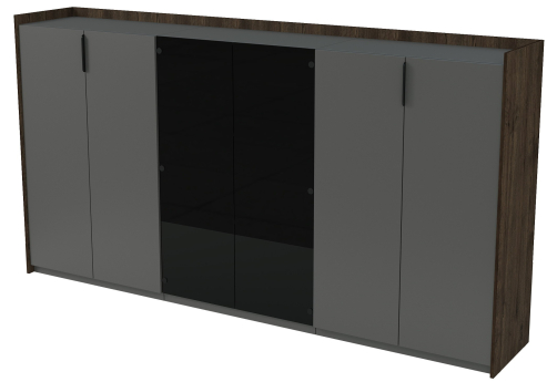 Шкаф средний трехсоставной со стеклом Венди, цвет брауни + графит