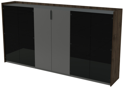 Шкаф средний трехсоставной со стеклом Венди, цвет брауни + графит