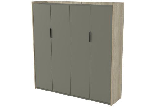 Шкаф высокий двусоставной комбинированный Венди, цвет светлый дуб + терра