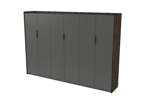 Шкаф высокий трехсоставной комбинированный Венди, цвет брауни + графит