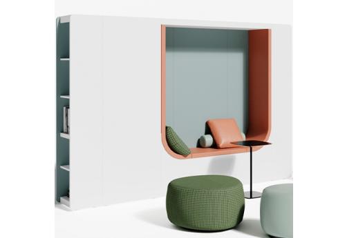 Гардероб с мягкой нишей и боковыми стеллажами Беллони, цвет эвкалипт + белый