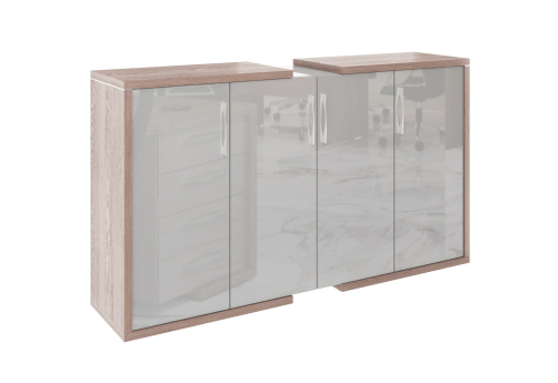 Шкаф закрытый Дублин, цвет дуб нельсон + серый