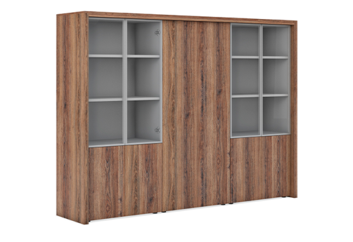 Два шкафа комбинированных и гардероб Темарин, цвет орех грецкий