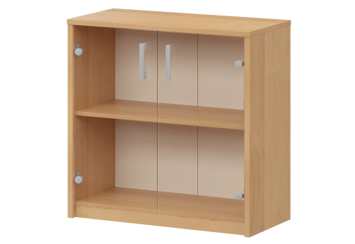 Стеллаж низкий с прозрачным стеклом Аксима, цвет ольха