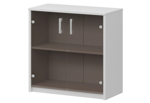 Стеллаж низкий с тонированным стеклом Аксима, цвет белый