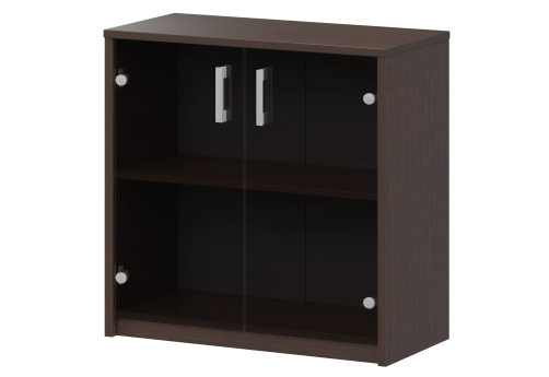 Стеллаж низкий с тонированным стеклом Аксима, цвет венге