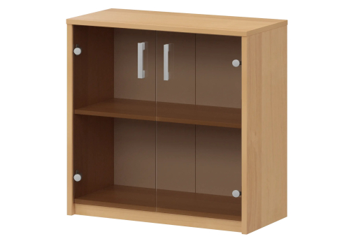 Стеллаж низкий с тонированным стеклом Аксима, цвет ольха