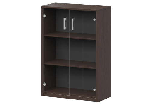Стеллаж средний с прозрачным стеклом Аксима, цвет венге