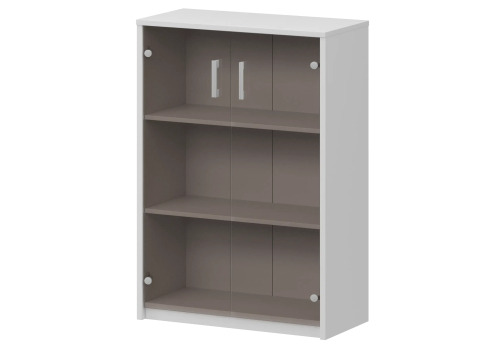 Стеллаж средний с тонированным стеклом Аксима, цвет белый