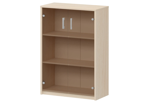 Стеллаж средний с тонированным стеклом Аксима, цвет бук