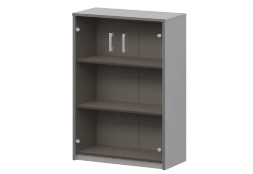 Стеллаж средний с тонированным стеклом Аксима, цвет серый