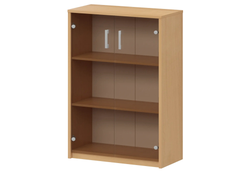 Стеллаж средний с тонированным стеклом Аксима, цвет ольха