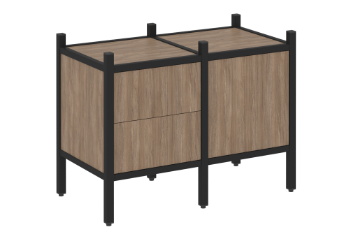 Стеллаж прямой вариант 1 Европа, цвет дуб аризона + черный