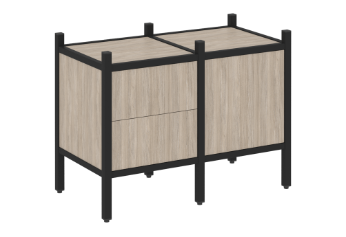 Стеллаж прямой вариант 1 Европа, цвет дуб аттик + черный