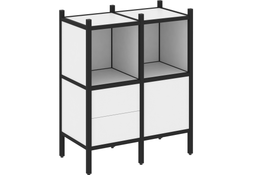 Стеллаж прямой вариант 2 Европа, цвет белый бриллиант + черный