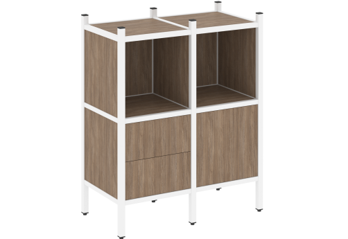 Стеллаж прямой вариант 2 Европа, цвет дуб аризона + белый