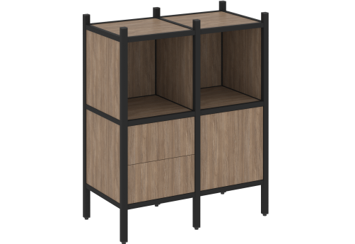 Стеллаж прямой вариант 2 Европа, цвет дуб аризона + черный