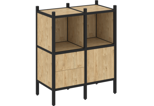 Стеллаж прямой вариант 2 Европа, цвет тиквуд светлый + черный