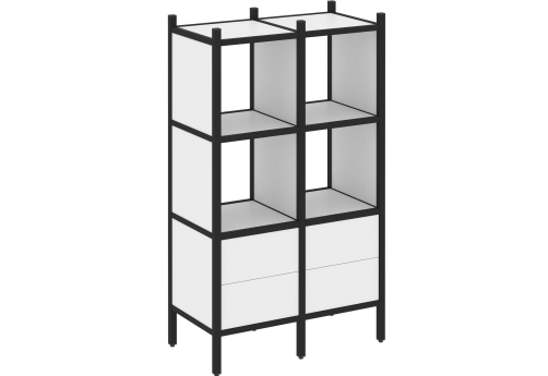 Стеллаж прямой вариант 3 Европа, цвет белый бриллиант + черный