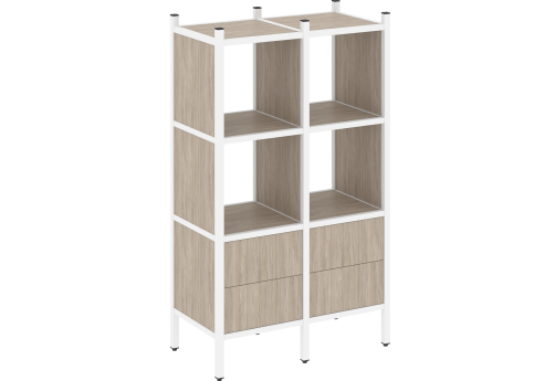 Стеллаж прямой вариант 3 Европа, цвет дуб аттик + белый