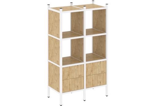 Стеллаж прямой вариант 3 Европа, цвет тиквуд светлый + белый