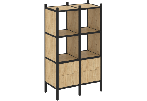 Стеллаж прямой вариант 3 Европа, цвет тиквуд светлый + черный