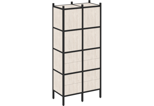 Стеллаж прямой вариант 4 Европа, цвет денвер светлый + черный