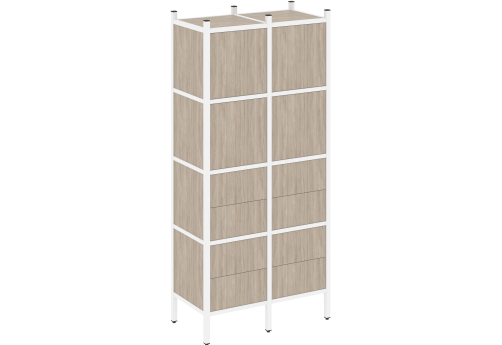 Стеллаж прямой вариант 4 Европа, цвет дуб аттик + белый