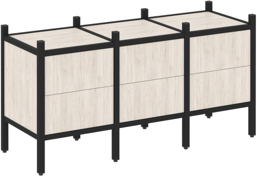 Стеллаж прямой вариант 6 Европа, цвет денвер светлый + черный