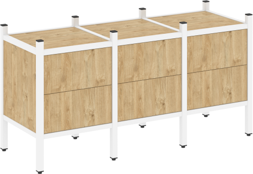 Стеллаж прямой вариант 6 Европа, цвет тиквуд светлый + белый