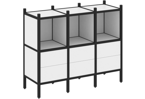 Стеллаж прямой вариант 7 Европа, цвет белый бриллиант + черный