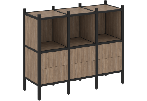 Стеллаж прямой вариант 7 Европа, цвет дуб аризона + черный