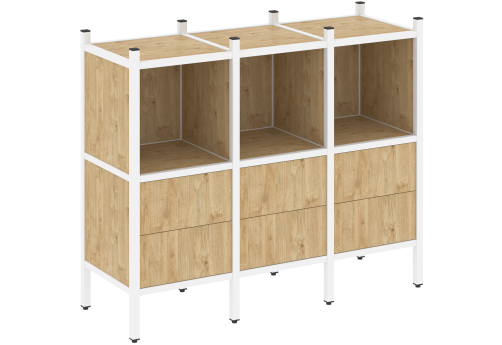 Стеллаж прямой вариант 7 Европа, цвет тиквуд светлый + белый